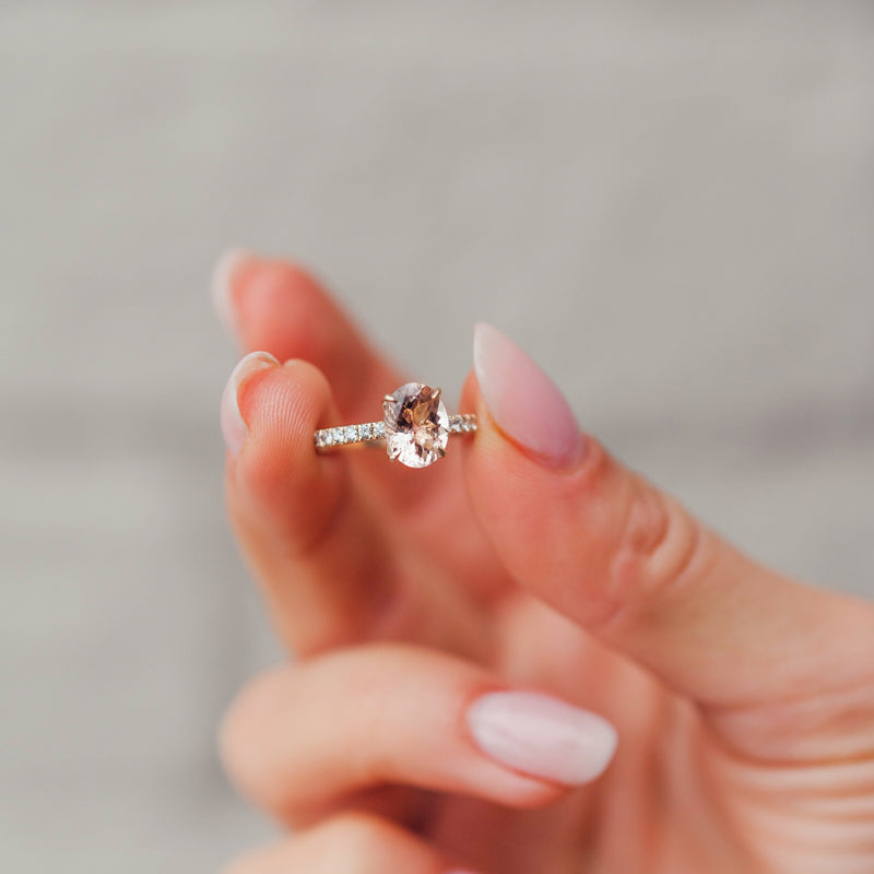 True Promise Engagement Ring, Natural Morganite & Diamonds