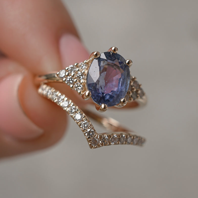 Emma Engagement Ring, Natural 2ct Blue Sapphire & Diamond