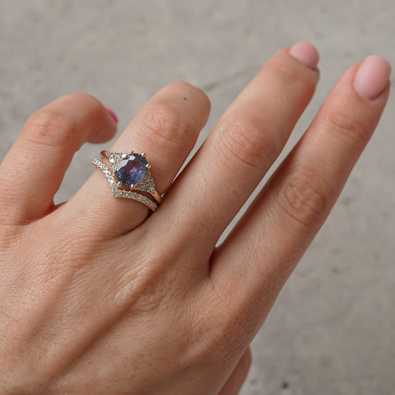 Emma Blue Sapphire Engagement Ring, 2ct Blue Sapphire & Diamond