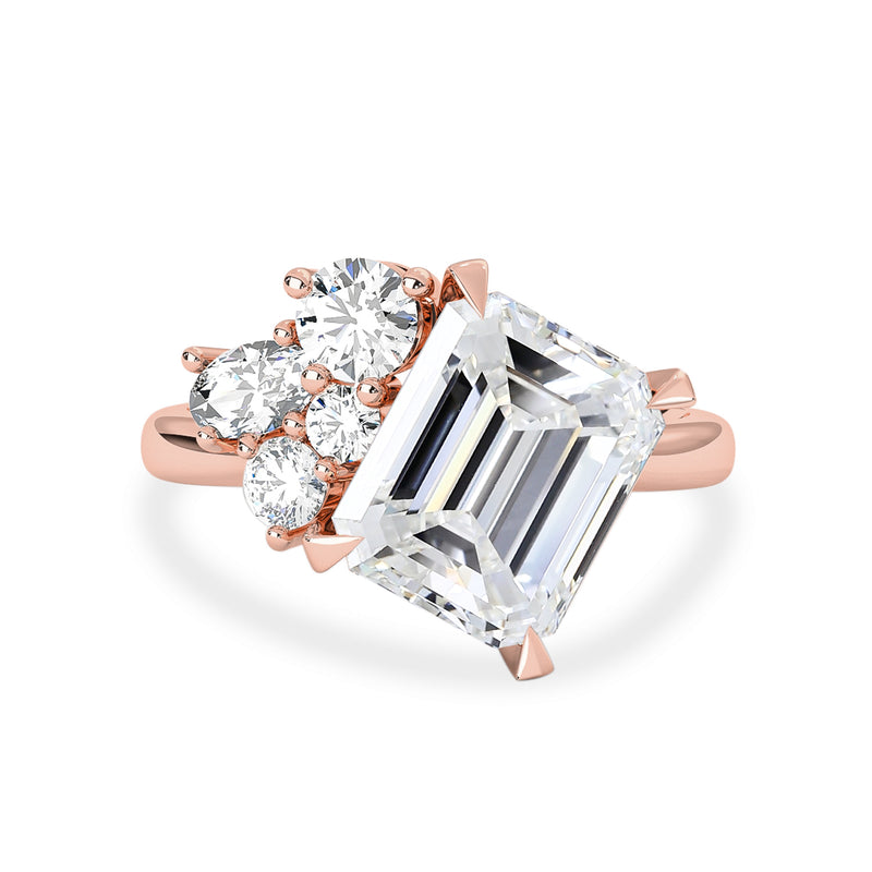 Hera Engagement Ring, 4ct Emerald Cut Moissanite