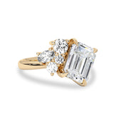 Hera Multiple Stone Engagement Ring, 4ct Emerald Cut Moissanite