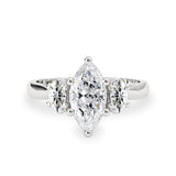 Royal Marquise Cut Three Stone Engagement Ring, Moissanite/Lab Grown Diamond