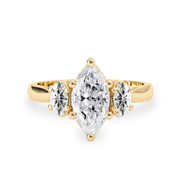 Yellow Gold Marquise Cut Moissanite Engagement Ring - MollyJewelryUS