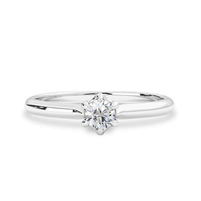 6-Claw Solitaire Ring, Natural Diamond