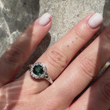 Gradient Green Tourmaline & Diamond Halo Ring