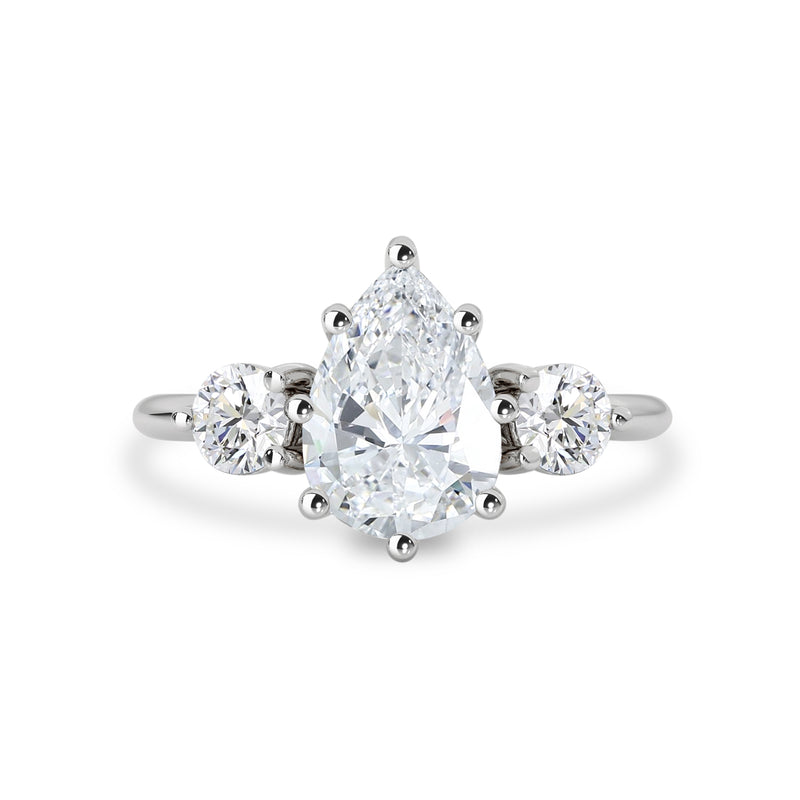 Nova Three Stone Engagement Ring, Pear With Round Brilliant
