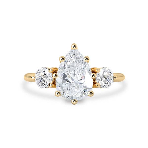 Nova Three Stone Engagement Ring, Pear With Round Brilliant