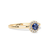 natural blue sapphire Pavé Halo Engagement Ring