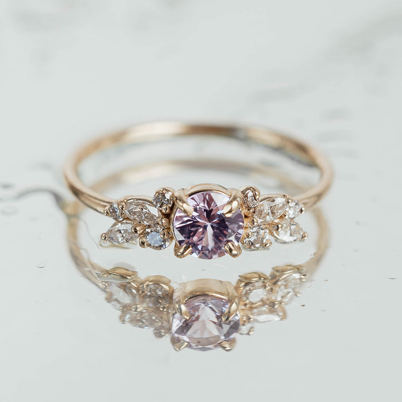 Anna's Dream Lavender Sapphire Cluster Engagement Ring, Natural Lavender Sapphire