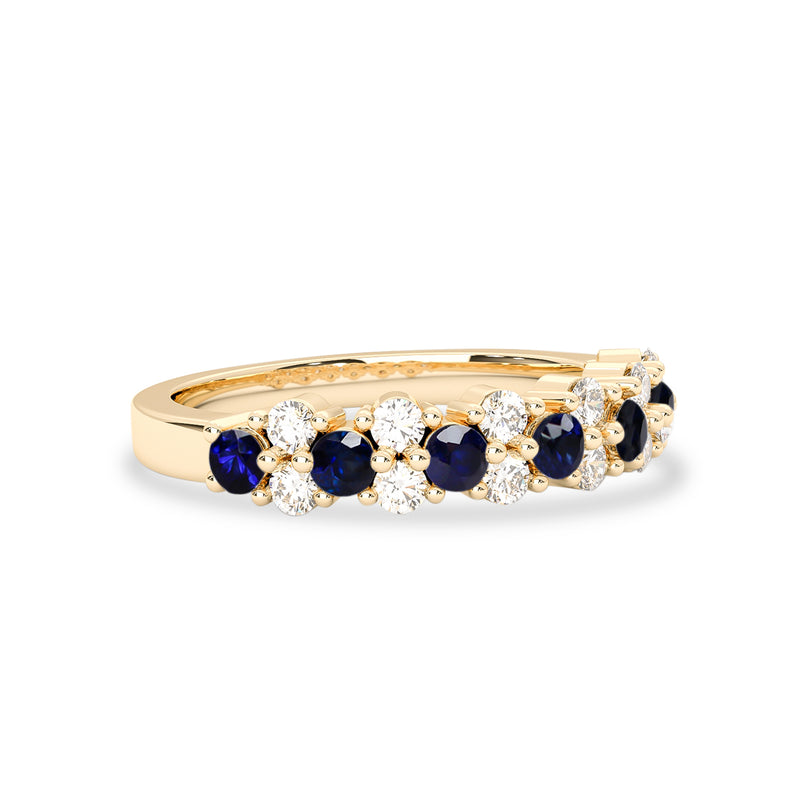 blue sapphire cluster eternity ring