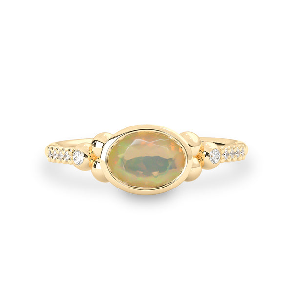 Eternal Love Opal Ring, Natural Opal & Diamond