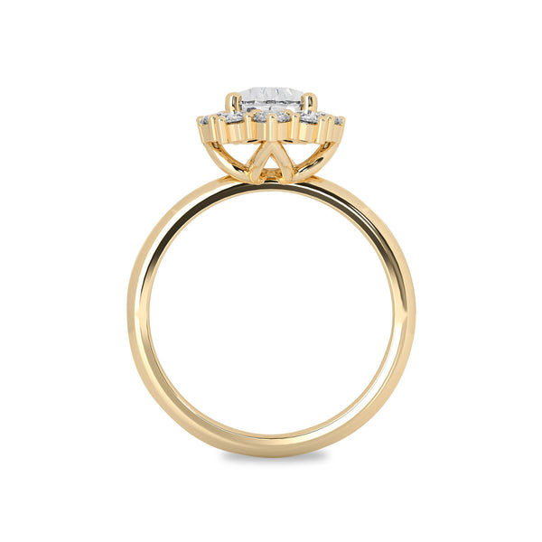 pear shape floral cluster halo ring 14k yellow gold
