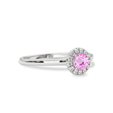 cathedral Pavé Halo Engagement Ring, Natural Pink Sapphire