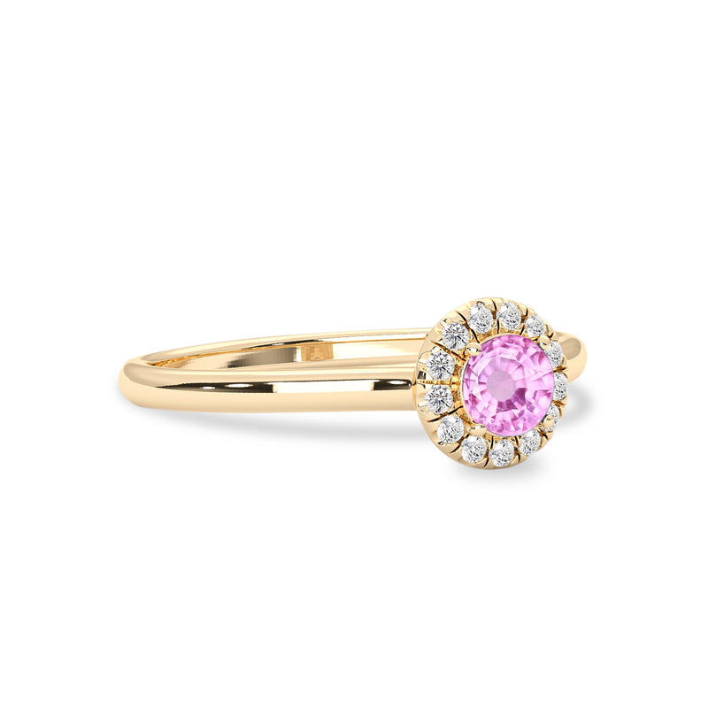 Anastasia’s Dream Pavé Halo Engagement Ring, Natural Pink Sapphire