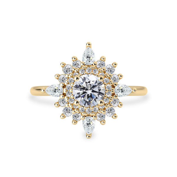 Elizabeth Round Double Halo Engagement Ring, Round Brilliant With Pear