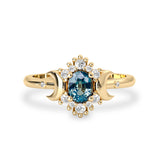 teal sapphire halo moon ring