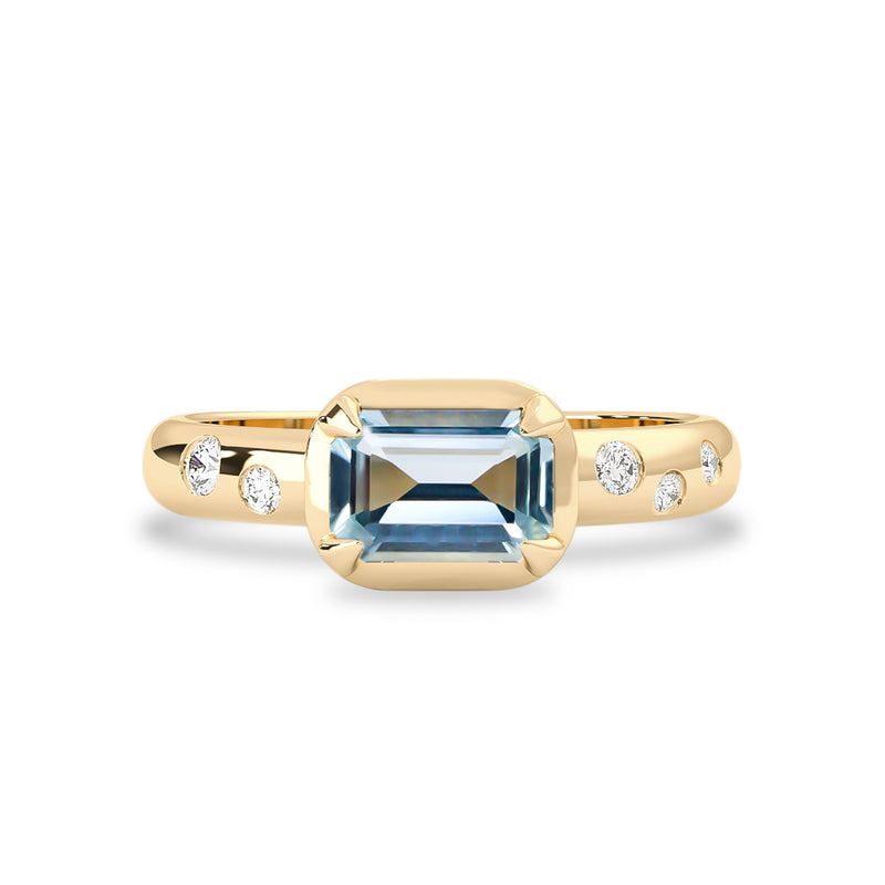 aquamarine engagement ring with gypsy setting
