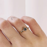 Romantic Heart Sapphire Halo Ring, Greenish Blue Sapphire