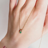 Tear of Joy Necklace, Natural Emerald & Diamond