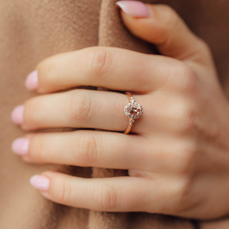 pink tourmaline halo engagement ring canada