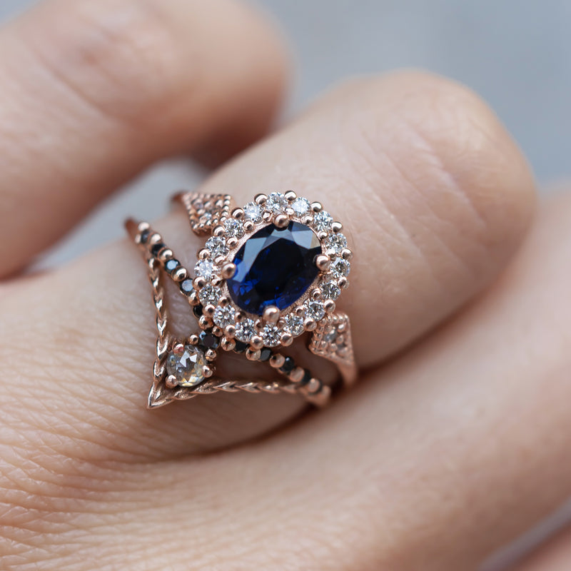 Vienna Diamond Star Sapphire Halo Engagement Ring
