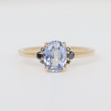 Banff Oval Solitaire Engagement Ring, Blue Sapphire & Black Diamond