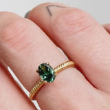 Frost Green Tourmaline Solitaire Engagement Ring, Twist Wire