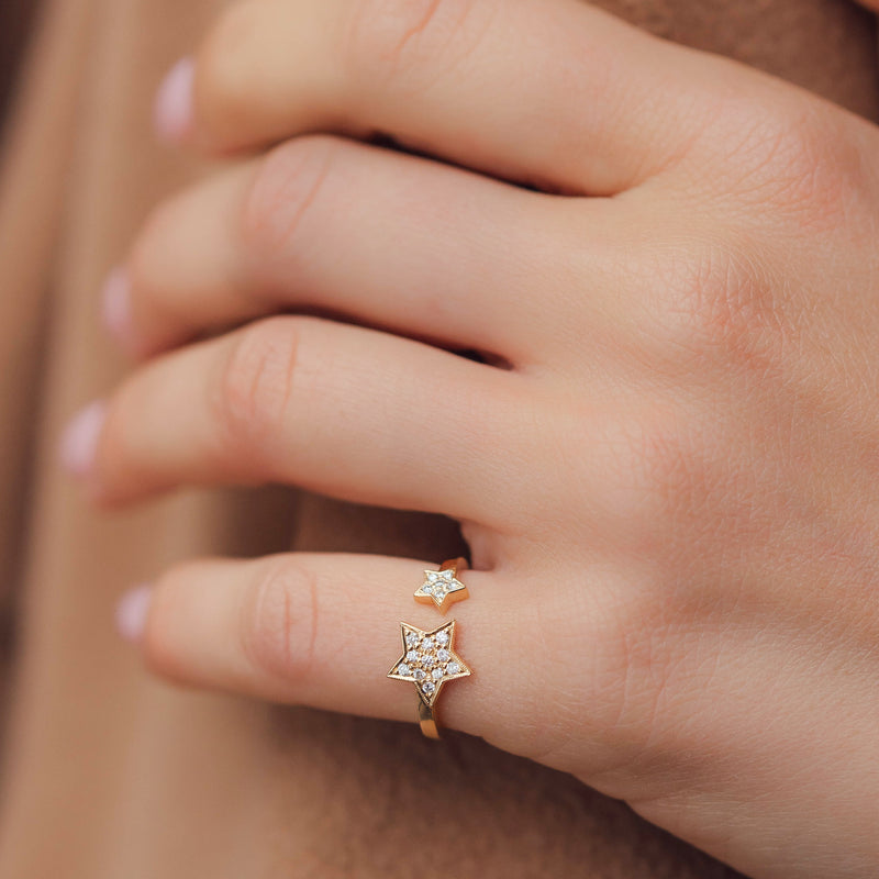 Twinkle Star Open Ring, Natural Diamonds