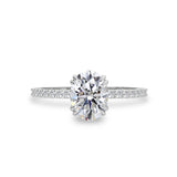 Mya Double Claw Engagement Ring, Oval Brilliant With Accent
