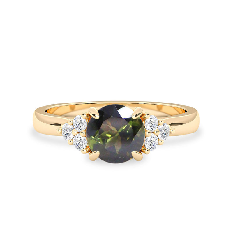 The Gracious Dream Engagement Ring, Green Tourmaline & Diamonds
