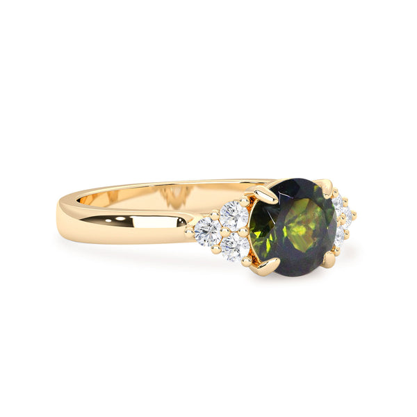 The Gracious Dream Engagement Ring, Green Tourmaline & Diamonds