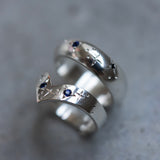 Hand Engrave Night Treasure Puffy Band Ring, Sapphire & Diamond