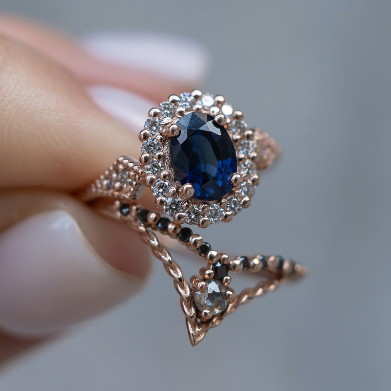 blue sapphire halo engagement ring