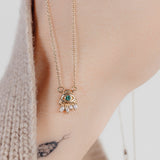 Love & Protect Evil Eye Necklace, Natural Emerald & Diamond