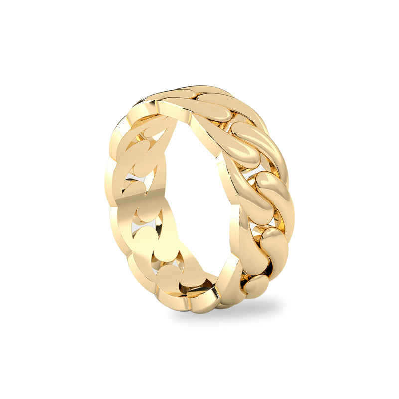 Classic Full Curb Link Band Ring, 14k Gold