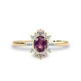Mystical Love Half Halo Engagement Ring, Natural Sapphire With Diamond