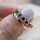 blue sapphire and diamond cluster ring