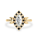 Endless Love Marquise Halo Moon Ring, Moissanite/Lab Diamond