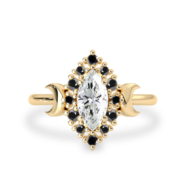 Endless Love Marquise Halo Moon Ring, Moissanite/Lab Diamond