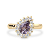Queen Charlotte Island Pink Sapphire Ring, Pear With Halo