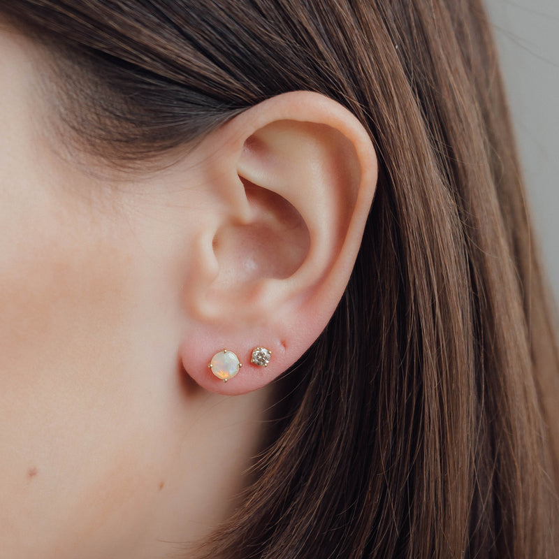 Round Cut Opal Stud Earrings
