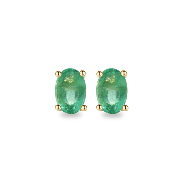 Light Oval Emerald Stud Earrings