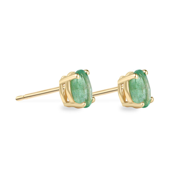 Light Oval Emerald Stud Earrings