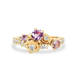 Rose Blossom Engagement Ring, Pink Sapphire & Natural Diamond