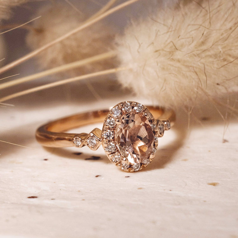 Sweet Soul Halo Engagement Ring, Tourmaline & Diamonds
