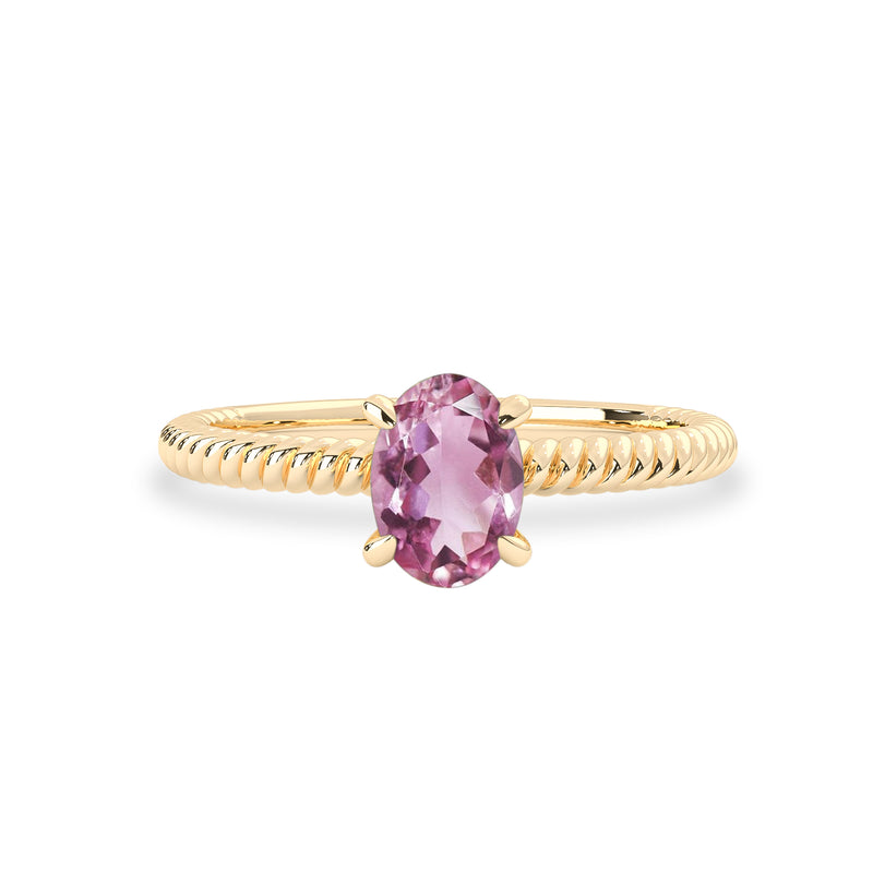 Pink Tourmaline Solitaire Engagement Ring, Twist Wire