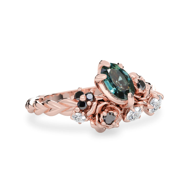 nature inspired flower sapphire engagement rings