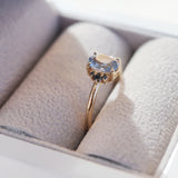 Low set blue sapphire engagement ring