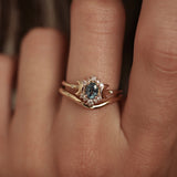 Small Endless Love Moon Oval Halo Engagement Ring