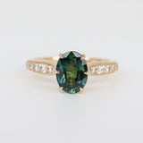 Cinderella Engagement Ring, Parti Sapphire & Natural Diamonds